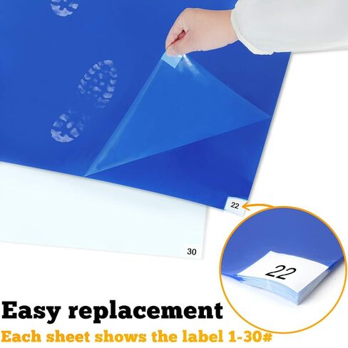 Satech Sticky/tacky/inshesive Mat 24 "× 36" باللون الأزرق مع قاعدة غير قابلة للانزلاق (حالة من 3 حصير ، 30 ورقة لكل منه in Kuwait