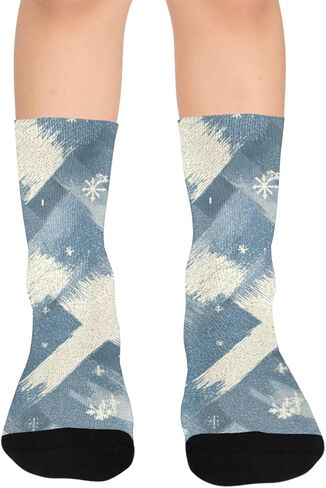 جوارب شتوية زرقاء منقوشة للمشي لمسافات طويلة - جوارب شتوية حرارية سميكة دافئة للأولاد والبنات للمدرسة، والارتداء اليومي والأنشطة الخارجية in Kuwait