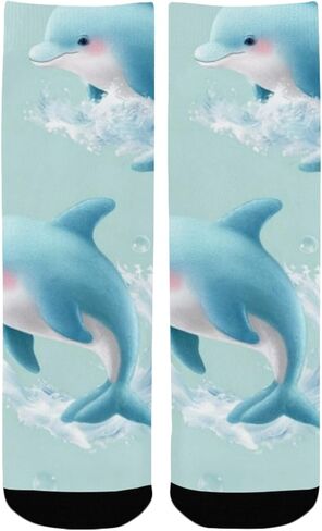 جوارب لطيفة للتنزه سيرًا على الأقدام باللون الأخضر دولفين - جوارب شتوية حرارية سميكة دافئة للأطفال الصغار للأولاد والبنات للمدرسة، والارتداء اليومي والأنشطة الخارجية in Kuwait