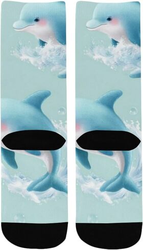 جوارب لطيفة للتنزه سيرًا على الأقدام باللون الأخضر دولفين - جوارب شتوية حرارية سميكة دافئة للأطفال الصغار للأولاد والبنات للمدرسة، والارتداء اليومي والأنشطة الخارجية in Kuwait