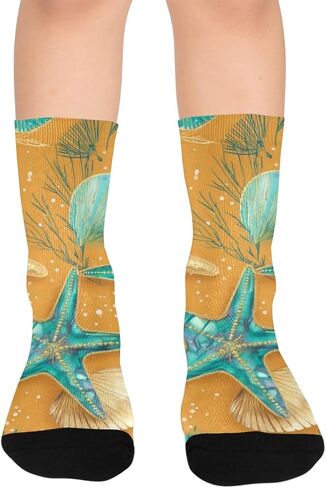 جوارب ذهبية للمشي لمسافات طويلة باللون البرتقالي - جوارب شتوية حرارية سميكة دافئة للأولاد والبنات للمدرسة، والارتداء اليومي والأنشطة الخارجية in Kuwait