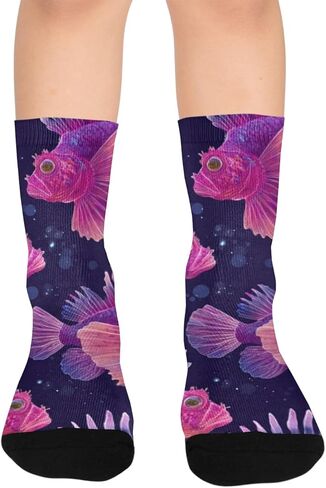 جوارب بيتا فيش النابضة بالحياة للمشي لمسافات طويلة - جوارب شتوية حرارية سميكة دافئة للأولاد والبنات للمدرسة، والارتداء اليومي والأنشطة الخارجية in Kuwait