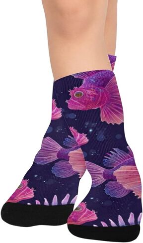 جوارب بيتا فيش النابضة بالحياة للمشي لمسافات طويلة - جوارب شتوية حرارية سميكة دافئة للأولاد والبنات للمدرسة، والارتداء اليومي والأنشطة الخارجية in Kuwait