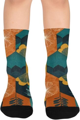 جوارب المشي لمسافات طويلة بتصميم هندسي زهري من Art Retro - جوارب شتوية حرارية سميكة دافئة للأولاد والبنات للمدرسة، والارتداء اليومي والأنشطة الخارجية in Kuwait