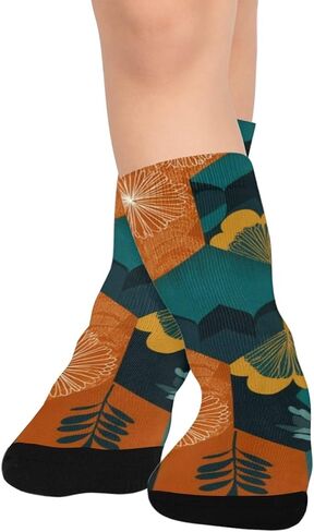 جوارب المشي لمسافات طويلة بتصميم هندسي زهري من Art Retro - جوارب شتوية حرارية سميكة دافئة للأولاد والبنات للمدرسة، والارتداء اليومي والأنشطة الخارجية in Kuwait