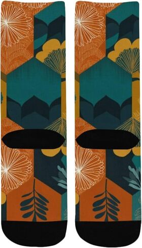 جوارب المشي لمسافات طويلة بتصميم هندسي زهري من Art Retro - جوارب شتوية حرارية سميكة دافئة للأولاد والبنات للمدرسة، والارتداء اليومي والأنشطة الخارجية in Kuwait