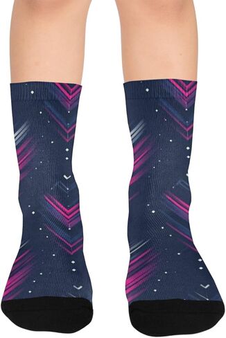 جوارب للمشي لمسافات طويلة بطبعة شيفرون نيون - جوارب شتوية حرارية سميكة دافئة للأطفال الصغار للأولاد والبنات للمدرسة، والارتداء اليومي والأنشطة الخارجية in Kuwait