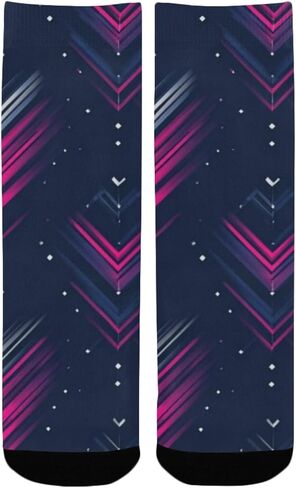 جوارب للمشي لمسافات طويلة بطبعة شيفرون نيون - جوارب شتوية حرارية سميكة دافئة للأطفال الصغار للأولاد والبنات للمدرسة، والارتداء اليومي والأنشطة الخارجية in Kuwait