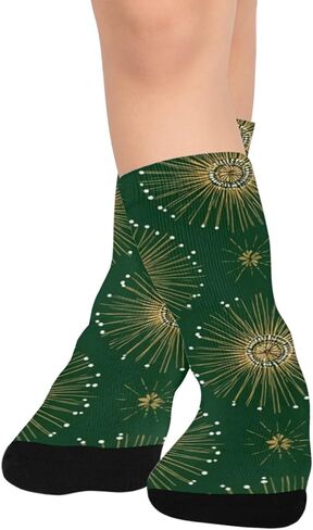 جوارب فاخرة للمشي بطباعة خضراء احتفالية - جوارب شتوية حرارية سميكة دافئة للأولاد والبنات للمدرسة، والارتداء اليومي والأنشطة الخارجية in Kuwait