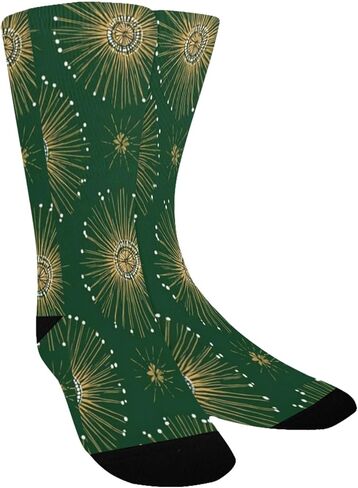 جوارب فاخرة للمشي بطباعة خضراء احتفالية - جوارب شتوية حرارية سميكة دافئة للأولاد والبنات للمدرسة، والارتداء اليومي والأنشطة الخارجية in Kuwait