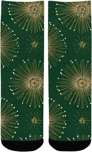 جوارب فاخرة للمشي بطباعة خضراء احتفالية - جوارب شتوية حرارية سميكة دافئة للأولاد والبنات للمدرسة، والارتداء اليومي والأنشطة الخارجية in Kuwait