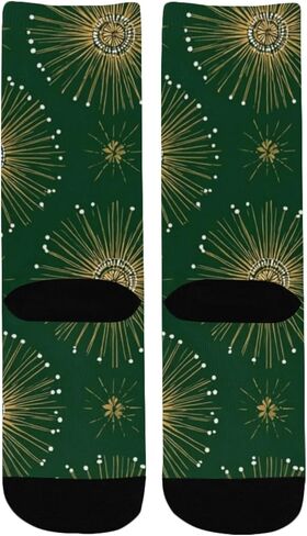 جوارب فاخرة للمشي بطباعة خضراء احتفالية - جوارب شتوية حرارية سميكة دافئة للأولاد والبنات للمدرسة، والارتداء اليومي والأنشطة الخارجية in Kuwait