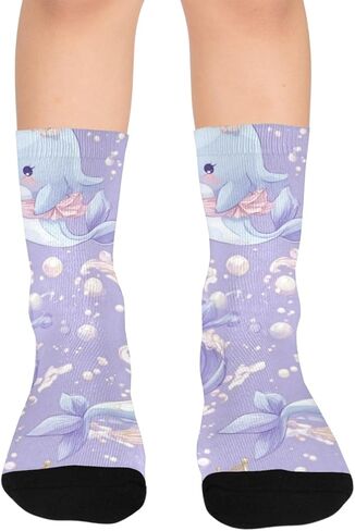 جوارب صيفية للمشي لمسافات طويلة بتصميم دلافين باستيل - جوارب شتوية حرارية سميكة دافئة للأولاد والبنات للمدرسة، والارتداء اليومي والأنشطة الخارجية in Kuwait