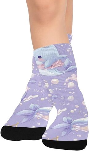 جوارب صيفية للمشي لمسافات طويلة بتصميم دلافين باستيل - جوارب شتوية حرارية سميكة دافئة للأولاد والبنات للمدرسة، والارتداء اليومي والأنشطة الخارجية in Kuwait