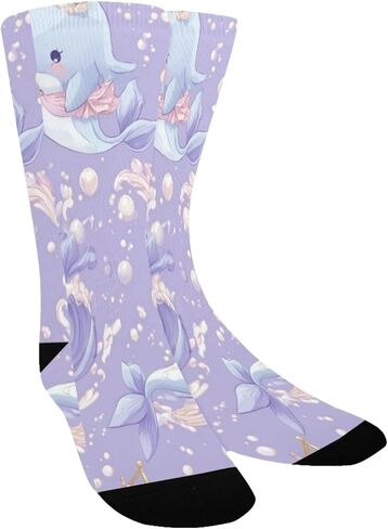 جوارب صيفية للمشي لمسافات طويلة بتصميم دلافين باستيل - جوارب شتوية حرارية سميكة دافئة للأولاد والبنات للمدرسة، والارتداء اليومي والأنشطة الخارجية in Kuwait