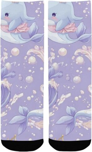 جوارب صيفية للمشي لمسافات طويلة بتصميم دلافين باستيل - جوارب شتوية حرارية سميكة دافئة للأولاد والبنات للمدرسة، والارتداء اليومي والأنشطة الخارجية in Kuwait