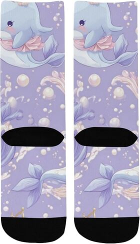 جوارب صيفية للمشي لمسافات طويلة بتصميم دلافين باستيل - جوارب شتوية حرارية سميكة دافئة للأولاد والبنات للمدرسة، والارتداء اليومي والأنشطة الخارجية in Kuwait