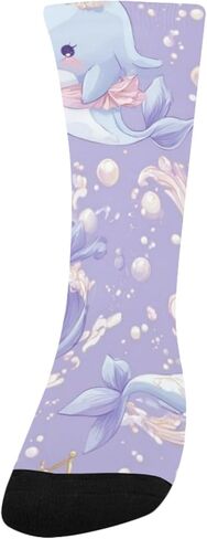 جوارب صيفية للمشي لمسافات طويلة بتصميم دلافين باستيل - جوارب شتوية حرارية سميكة دافئة للأولاد والبنات للمدرسة، والارتداء اليومي والأنشطة الخارجية in Kuwait