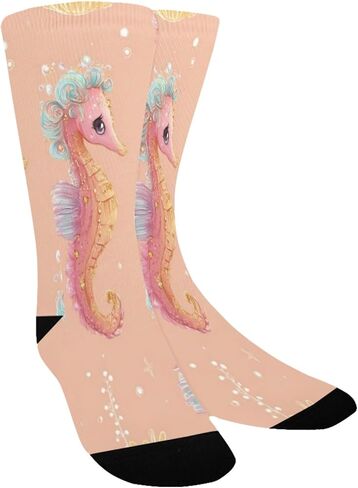 جوارب التنزه سيرًا على الأقدام بنمط فرس البحر الباستيل - جوارب شتوية حرارية سميكة دافئة للأولاد والبنات للمدرسة، والارتداء اليومي والأنشطة الخارجية in Kuwait