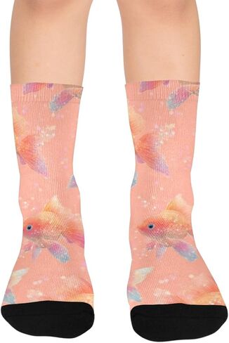 جوارب Goldfish Corloful Pink Art للمشي لمسافات طويلة - جوارب شتوية حرارية سميكة دافئة للأولاد والبنات للمدرسة، والارتداء اليومي والأنشطة الخارجية in Kuwait