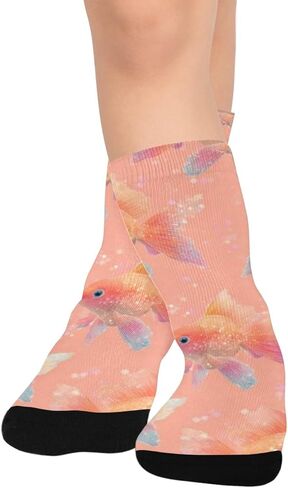جوارب Goldfish Corloful Pink Art للمشي لمسافات طويلة - جوارب شتوية حرارية سميكة دافئة للأولاد والبنات للمدرسة، والارتداء اليومي والأنشطة الخارجية in Kuwait