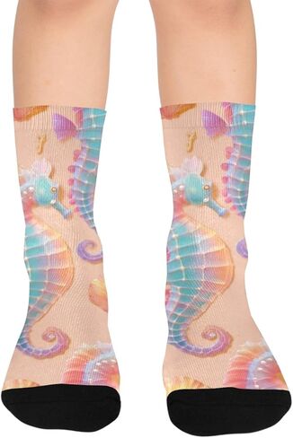 جوارب المشي لمسافات طويلة بتصميم المحيط الساحلي باللون الوردي - جوارب شتوية حرارية سميكة دافئة للأولاد والبنات للمدرسة، والارتداء اليومي والأنشطة الخارجية in Kuwait