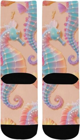 جوارب المشي لمسافات طويلة بتصميم المحيط الساحلي باللون الوردي - جوارب شتوية حرارية سميكة دافئة للأولاد والبنات للمدرسة، والارتداء اليومي والأنشطة الخارجية in Kuwait