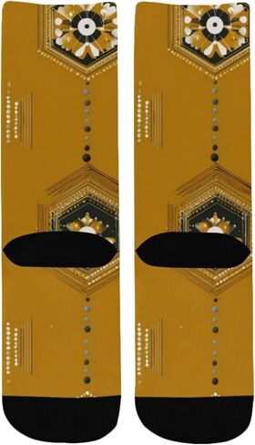 جوارب المشي لمسافات طويلة بطبعة سداسية ذهبية - جوارب شتوية حرارية سميكة دافئة للأطفال الصغار للأولاد والبنات للمدرسة، والارتداء اليومي والأنشطة الخارجية in Kuwait