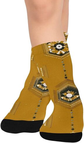 جوارب المشي لمسافات طويلة بطبعة سداسية ذهبية - جوارب شتوية حرارية سميكة دافئة للأطفال الصغار للأولاد والبنات للمدرسة، والارتداء اليومي والأنشطة الخارجية in Kuwait