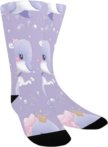 جوارب بيربل رويال دولفين آرت للمشي لمسافات طويلة - جوارب شتوية حرارية سميكة دافئة للأولاد والبنات للمدرسة، والارتداء اليومي والأنشطة الخارجية in Kuwait
