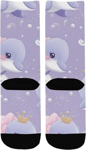 جوارب بيربل رويال دولفين آرت للمشي لمسافات طويلة - جوارب شتوية حرارية سميكة دافئة للأولاد والبنات للمدرسة، والارتداء اليومي والأنشطة الخارجية in Kuwait