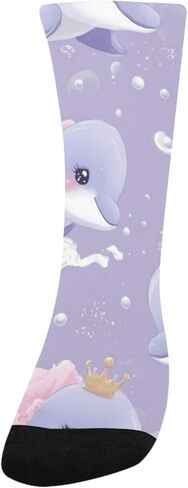 جوارب بيربل رويال دولفين آرت للمشي لمسافات طويلة - جوارب شتوية حرارية سميكة دافئة للأولاد والبنات للمدرسة، والارتداء اليومي والأنشطة الخارجية in Kuwait