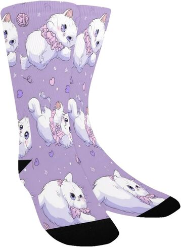 جوارب كارتون كاتس أرجوانية للمشي لمسافات طويلة - جوارب شتوية حرارية سميكة دافئة للأطفال الصغار للأولاد والبنات للمدرسة، والارتداء اليومي والأنشطة الخارجية in Kuwait