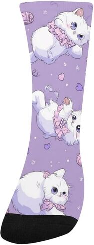 جوارب كارتون كاتس أرجوانية للمشي لمسافات طويلة - جوارب شتوية حرارية سميكة دافئة للأطفال الصغار للأولاد والبنات للمدرسة، والارتداء اليومي والأنشطة الخارجية in Kuwait