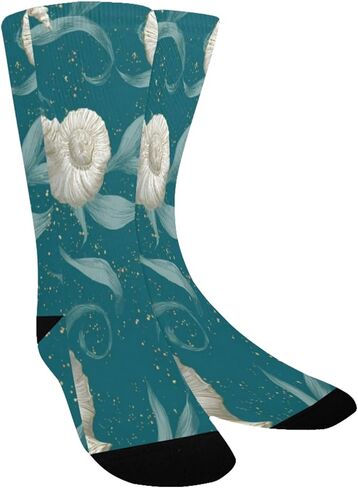 جوارب للمشي لمسافات طويلة على شكل أصداف ساحلية باللون الأخضر الداكن - جوارب شتوية حرارية سميكة دافئة للأولاد والبنات للمدرسة، والارتداء اليومي والأنشطة الخارجية in Kuwait