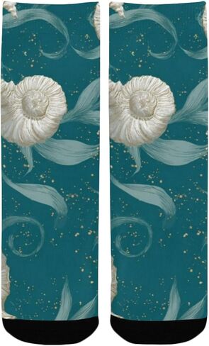 جوارب للمشي لمسافات طويلة على شكل أصداف ساحلية باللون الأخضر الداكن - جوارب شتوية حرارية سميكة دافئة للأولاد والبنات للمدرسة، والارتداء اليومي والأنشطة الخارجية in Kuwait