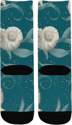 جوارب للمشي لمسافات طويلة على شكل أصداف ساحلية باللون الأخضر الداكن - جوارب شتوية حرارية سميكة دافئة للأولاد والبنات للمدرسة، والارتداء اليومي والأنشطة الخارجية in Kuwait