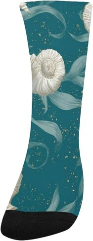 جوارب للمشي لمسافات طويلة على شكل أصداف ساحلية باللون الأخضر الداكن - جوارب شتوية حرارية سميكة دافئة للأولاد والبنات للمدرسة، والارتداء اليومي والأنشطة الخارجية in Kuwait