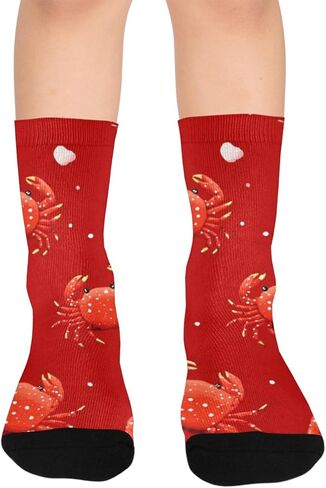 جوارب Art Red Crab Pals للتنزه سيرًا على الأقدام - جوارب شتوية حرارية سميكة دافئة للأولاد والبنات للمدرسة، والارتداء اليومي والأنشطة الخارجية in Kuwait