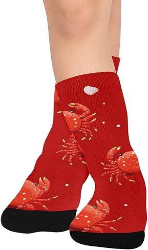 جوارب Art Red Crab Pals للتنزه سيرًا على الأقدام - جوارب شتوية حرارية سميكة دافئة للأولاد والبنات للمدرسة، والارتداء اليومي والأنشطة الخارجية in Kuwait