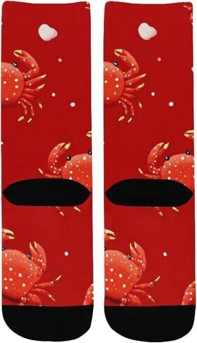 جوارب Art Red Crab Pals للتنزه سيرًا على الأقدام - جوارب شتوية حرارية سميكة دافئة للأولاد والبنات للمدرسة، والارتداء اليومي والأنشطة الخارجية in Kuwait