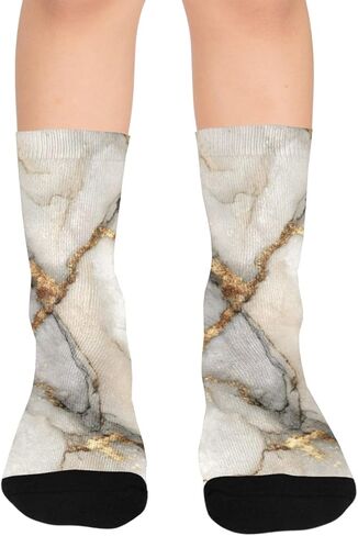 جوارب Luxe Gold Marble Print للمشي لمسافات طويلة - جوارب شتوية حرارية سميكة دافئة للأولاد والبنات للمدرسة، والارتداء اليومي والأنشطة الخارجية in Kuwait