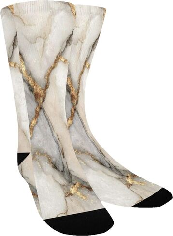 جوارب Luxe Gold Marble Print للمشي لمسافات طويلة - جوارب شتوية حرارية سميكة دافئة للأولاد والبنات للمدرسة، والارتداء اليومي والأنشطة الخارجية in Kuwait