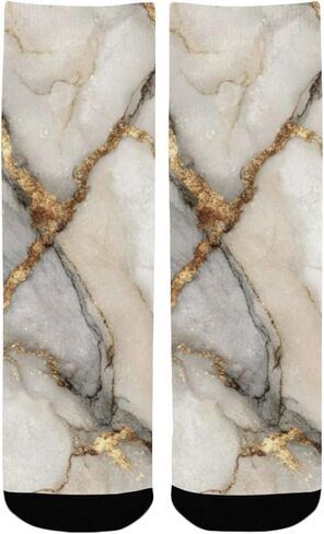 جوارب Luxe Gold Marble Print للمشي لمسافات طويلة - جوارب شتوية حرارية سميكة دافئة للأولاد والبنات للمدرسة، والارتداء اليومي والأنشطة الخارجية in Kuwait