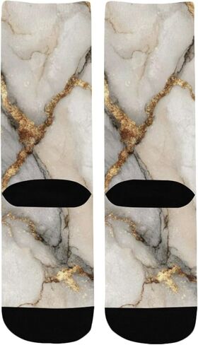 جوارب Luxe Gold Marble Print للمشي لمسافات طويلة - جوارب شتوية حرارية سميكة دافئة للأولاد والبنات للمدرسة، والارتداء اليومي والأنشطة الخارجية in Kuwait