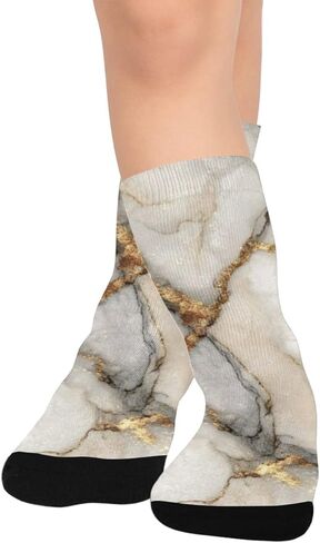 جوارب Luxe Gold Marble Print للمشي لمسافات طويلة - جوارب شتوية حرارية سميكة دافئة للأولاد والبنات للمدرسة، والارتداء اليومي والأنشطة الخارجية in Kuwait