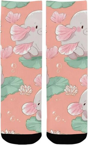 جوارب لطيفة للمشي لمسافات طويلة باللون الوردي بطبعة فرس النهر - جوارب شتوية حرارية سميكة دافئة للأولاد والبنات للمدرسة، والارتداء اليومي والأنشطة الخارجية in Kuwait