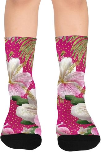 جوارب المشي لمسافات طويلة بطباعة فلامنغو باللون الوردي - جوارب شتوية حرارية سميكة دافئة للأولاد والبنات للمدرسة، والارتداء اليومي والأنشطة الخارجية in Kuwait