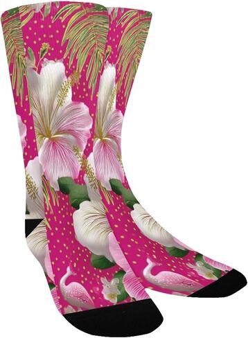 جوارب المشي لمسافات طويلة بطباعة فلامنغو باللون الوردي - جوارب شتوية حرارية سميكة دافئة للأولاد والبنات للمدرسة، والارتداء اليومي والأنشطة الخارجية in Kuwait