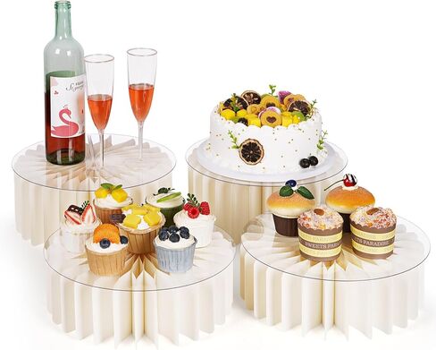 6 PCS Ruebers ، Risers Food for Buffet ، صاخبة عرض الطعام البيضاء لناهدات بوفيه الحفلات وتوقف حلويات العرض والطعام والمجوهرات (6 أجهزة كمبيوتر) in Kuwait